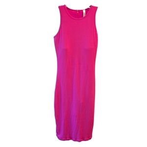 POPILUSH Sleeveless Pink Midi Dress With Built In Shapewear And Bra Large Pink